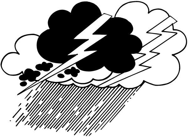 Clouds, lightning bolts and rain vinyl sticker. Customize on line. Seasons and Sun Moon Stars 082-0233